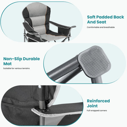Heavy Duty Camping Chair,  450lbs Capacity,  Portable Folding Chair with Cup Holder,  Sturdy Steel Frame, Outdoor Chair for Camping