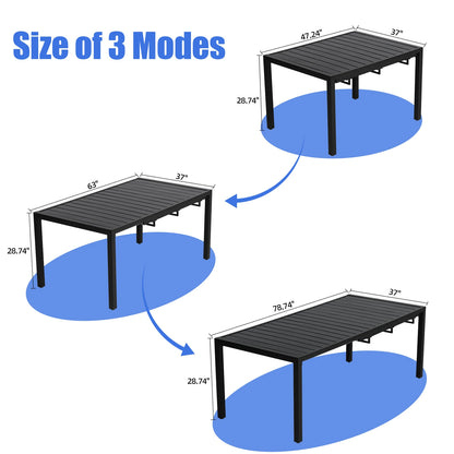 9-Piece Outdoor Dining Set,  Extendable Table & 8 Blue Foam Padded Textilene Swivel Chairs for Patio Garden Poolside. What a outdoor Sit-Down Celebration!!!