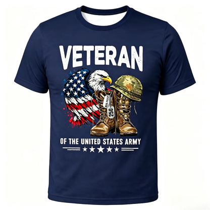 US Army"Veteran" Eagle American Flag T-Shirt, Patriotic Military , Casual Short Sleeve Top for Men.  Lots of Choices and there are sizing charts.