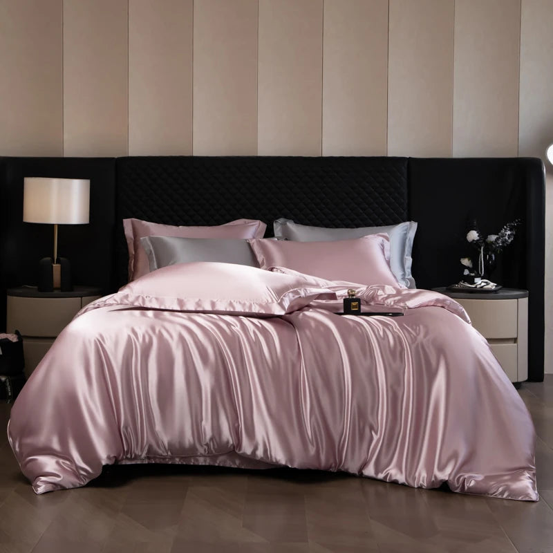 Natural Mulberry Silk Bedding Set  including Duvet Cover, 2pcs Pillowcases,  King /Queen Size Bedding Cover, 4pcs Bed Cover Bed Linen Sets