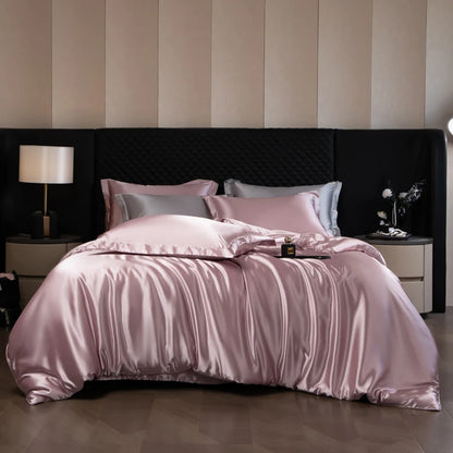 Natural Mulberry Silk Bedding Set  including Duvet Cover, 2pcs Pillowcases,  King /Queen Size Bedding Cover, 4pcs Bed Cover Bed Linen Sets
