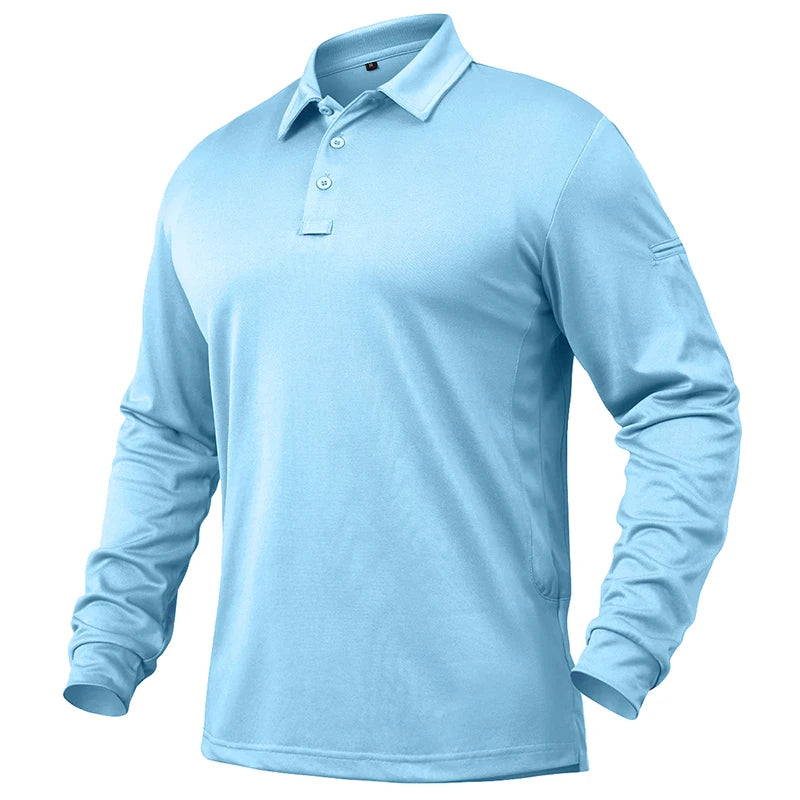 Men's Performance Long Sleeve POLO  Shirt.  No Shrinking,   Lightweight,   Breathable, Outdoor Polo Shirts  with UPF50+ Pique Jersey Golf Shirt.  NOT much stock left but you might be lucky. 6 colors to pick from so worth a lo