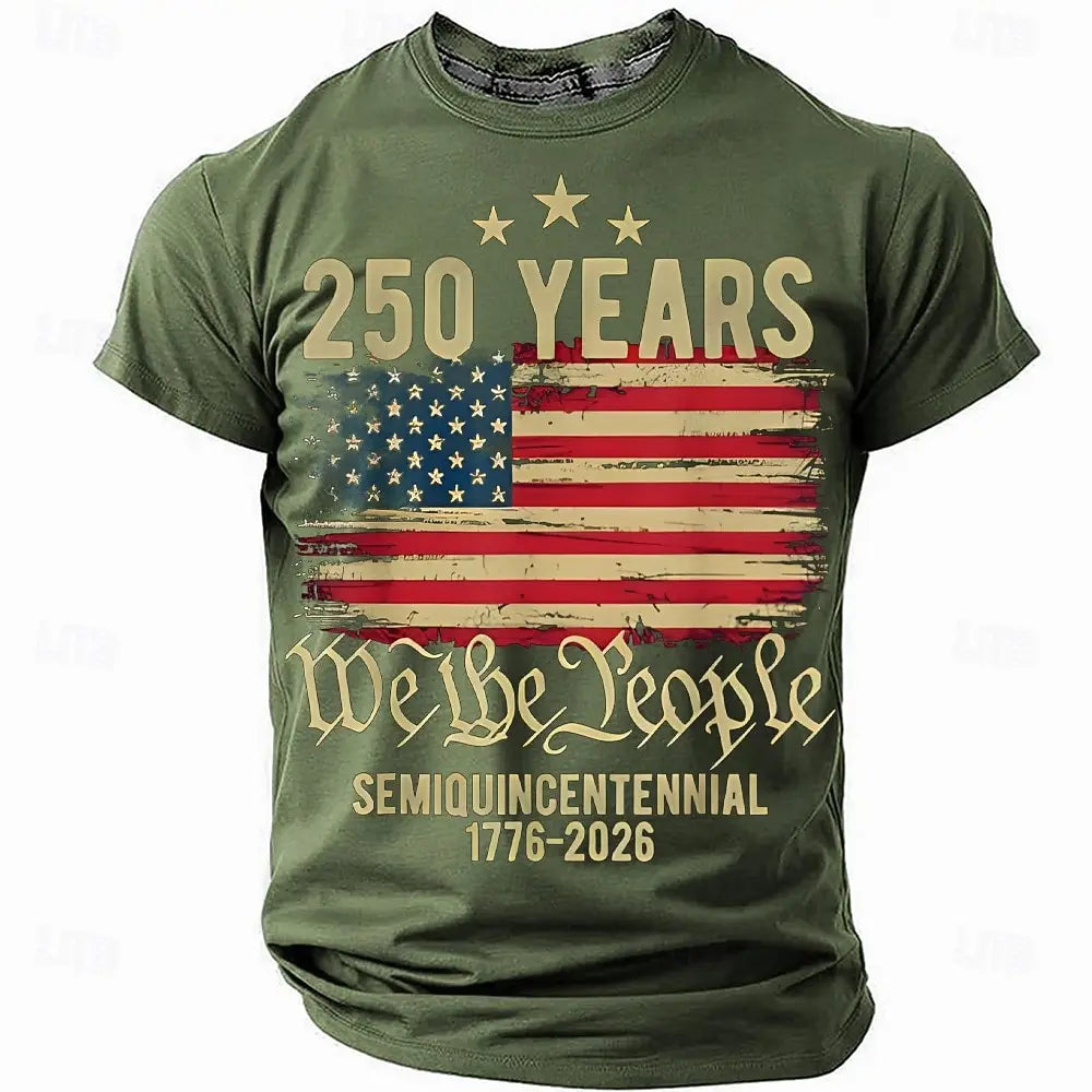 America 250th Birthday Eagle Flag 250 Years 1776-2026,  PRINTED Unisex Men's  and Womens T-Shirt, Casual  Vintage -style Clothing