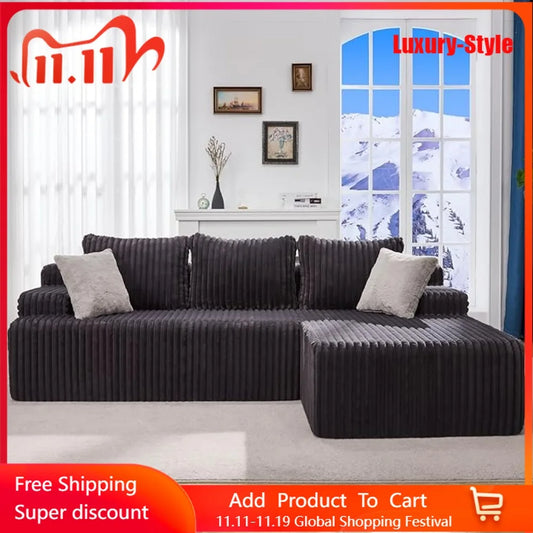 Modular L-Shaped 3-Seat Sectional | Memory Foam with Deep Seating with Storage Module| Living Room Sofa