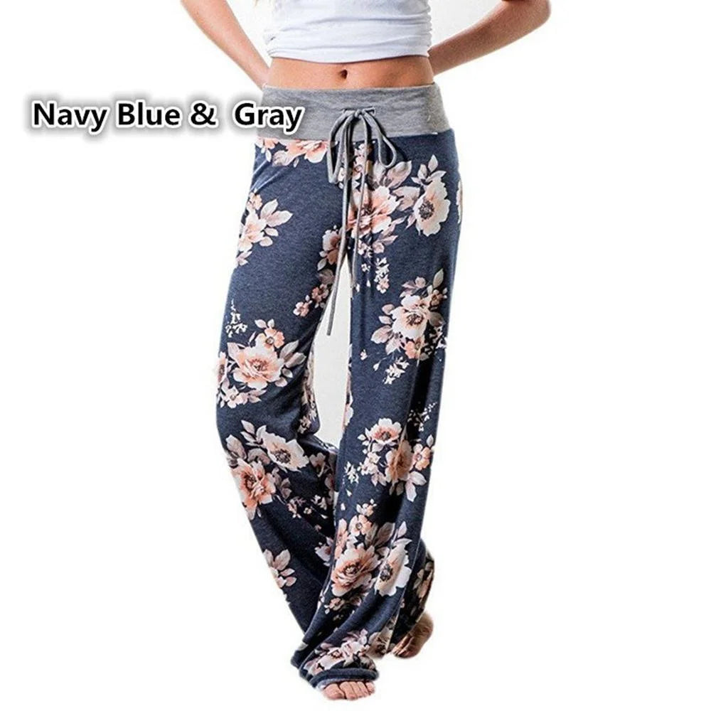 S-8XL,  Womens Casual Loose Stretch Printed,  Long Wide Leg Yoga Pants  with Drawstring Pajama Pants