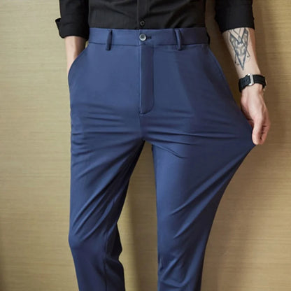 29-42 Men's Summer Pants, Thin Straight Stretch Casual Pants with No Trace No Ironing,  Fabric Silky and Cool Feeling