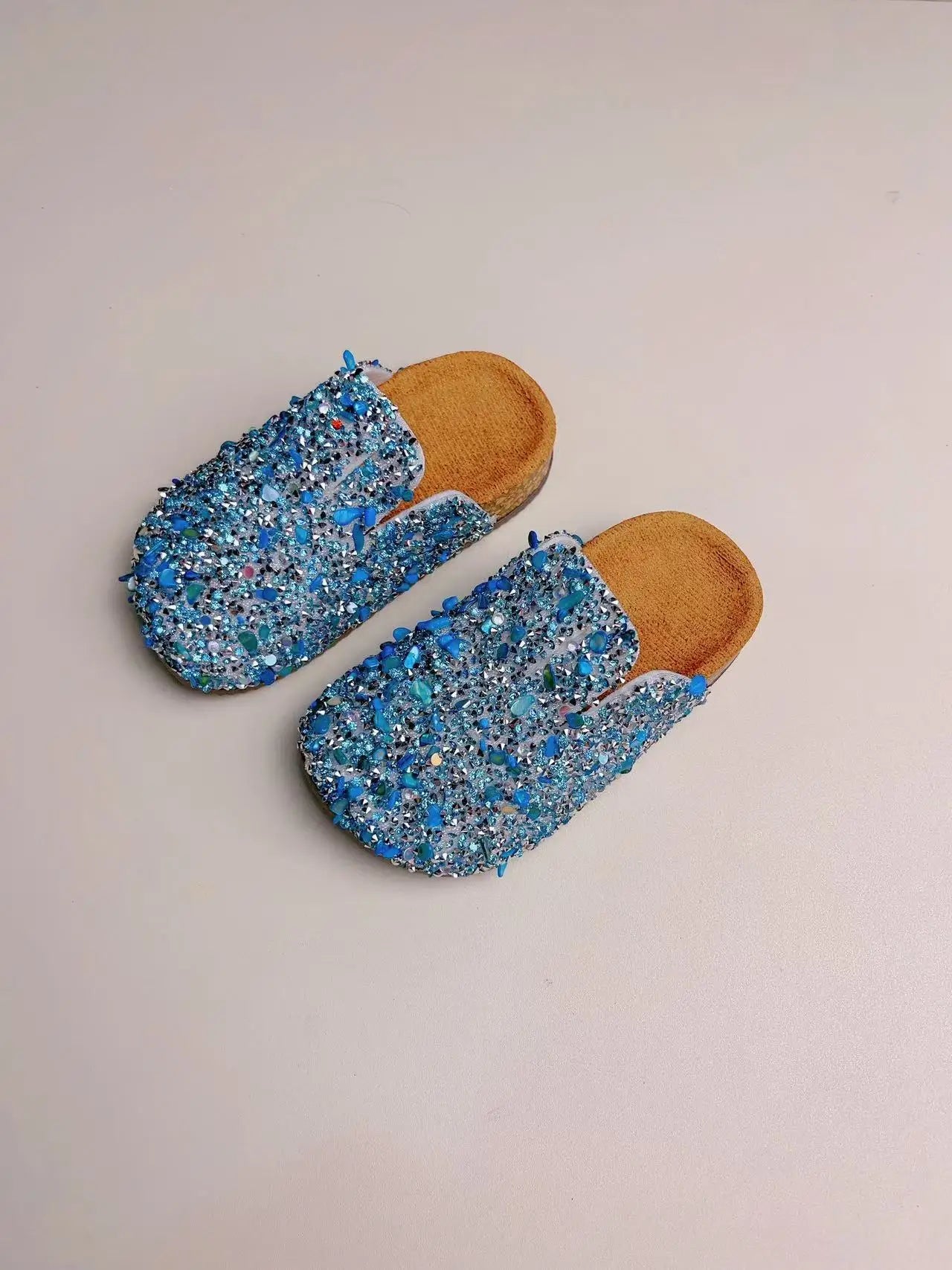 Summer Bling Children's Slippers,  PU Buckle Cork Slippers For Child /Girls with  Anti -Slip Flat Outdoor Kids clogs