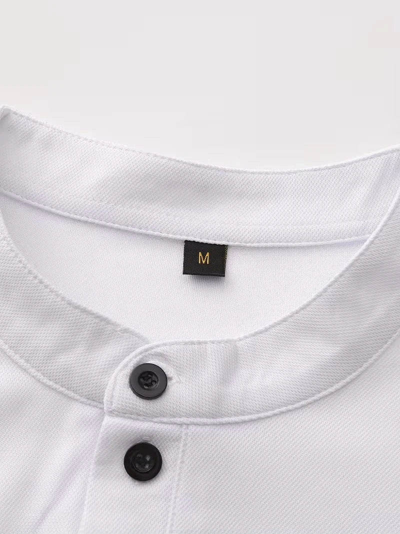 Summer Men's Casual Sleeveless T-Shirt Milano Embroidery Stand Collar Henley Tank Top Beach Sportwear.  White is gone but 3-4 colors are available Depending on the size you need