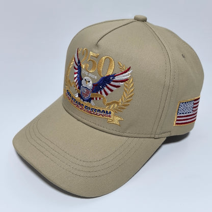 1776-2026 USA 250 Years Freedom Eagle Embroidery Baseball Cap,  Hard Crown Structured Dad Hat,  American Flag Side Patch Patriotic