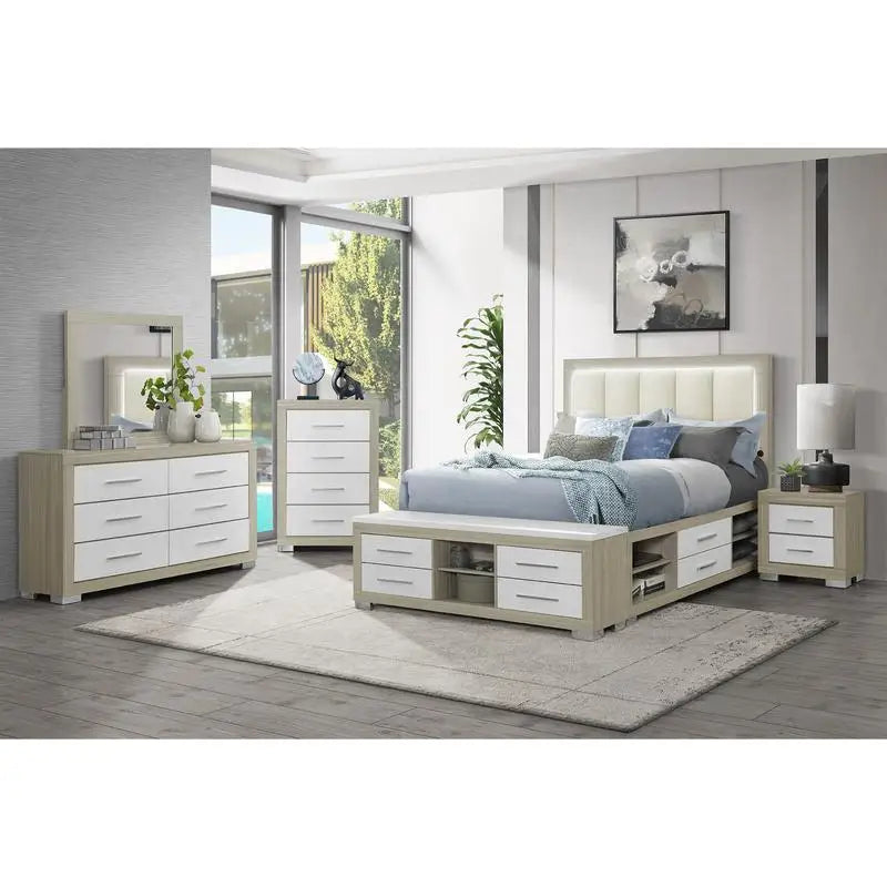 5-Piece Natural White King Bedroom Set