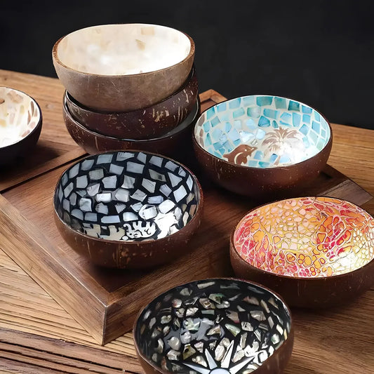 Handmade Alien Coconut Shell Bowl, Inlaid Shells, Wood Bowl,  Storage, Salad Bowl,  Key Storage,  Tray, Home Decoration, Hand Wash!!!