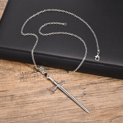 Vnox Mens Punk Rock Sword Cross Pendant Necklaces, Retro Gothic Long Knife Necklace Hip Hop Jewelry for Women Teens