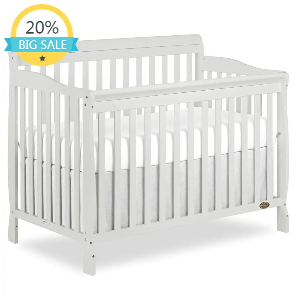 Convertible Crib in Grey with 4 Mattress Height Options, Greenguard Gold Certified, Non-Toxic Finish, Solid Pinewood Construction