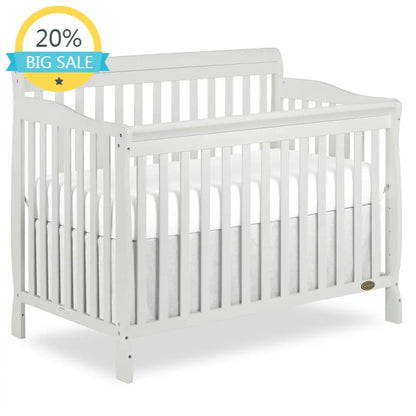 Convertible Crib in Grey with 4 Mattress Height Options, Greenguard Gold Certified, Non-Toxic Finish, Solid Pinewood Construction