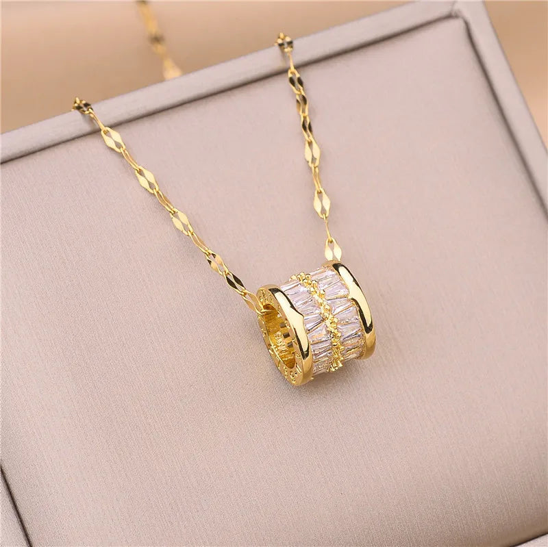 New In Light Luxury Zircon Crystal Stainless Steel Necklaces For Women. Sweet Female Clavicle Chain Jewelry.  Nice for everyday wear. Maybe nice for MOTHER/DAUGHTER Gift