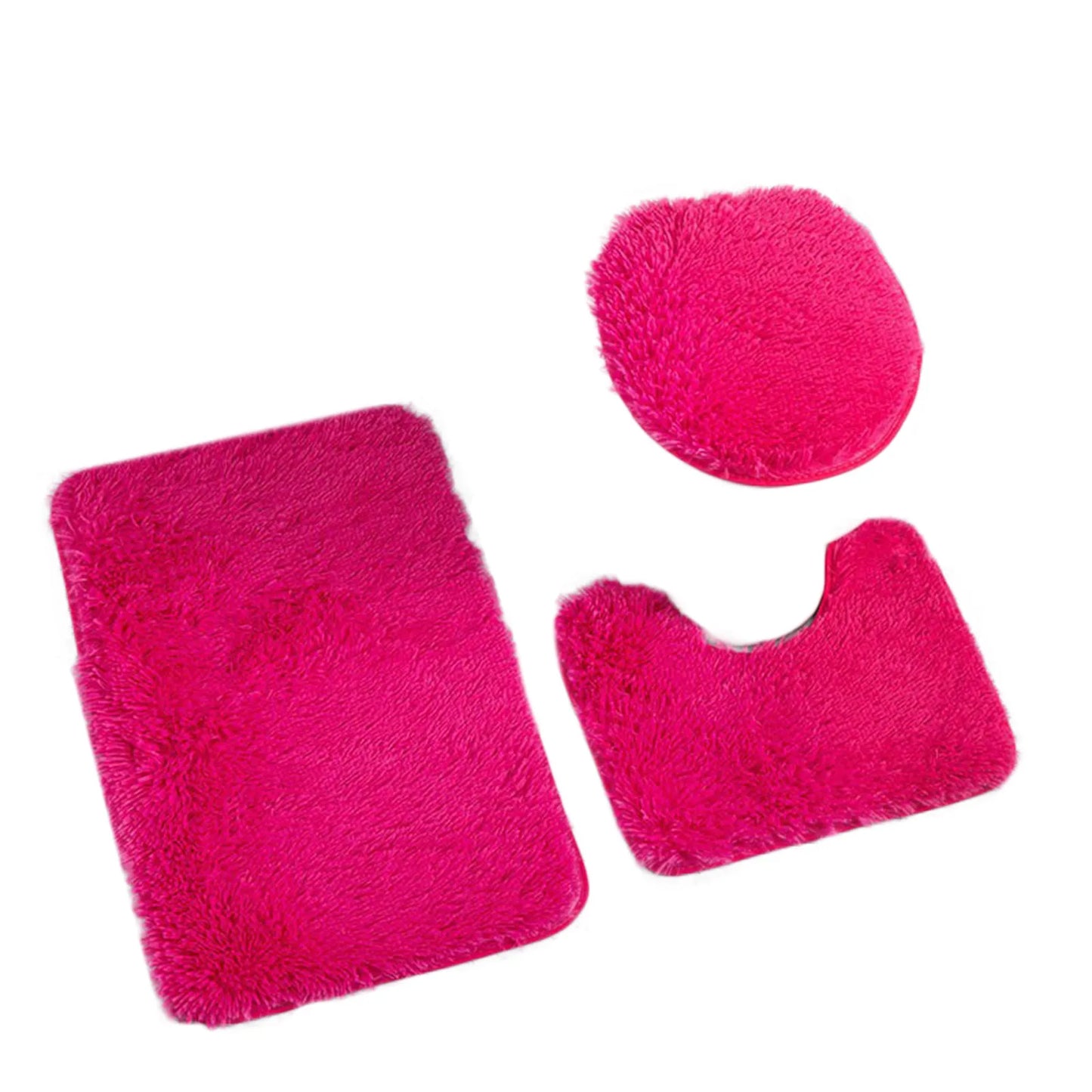 3pc Bathroom Set Rug,  Mat , Toilet Lid Cover   .Plain Solid Color Bathmats 
Kit Non-Slip Fluffy Home Carpets