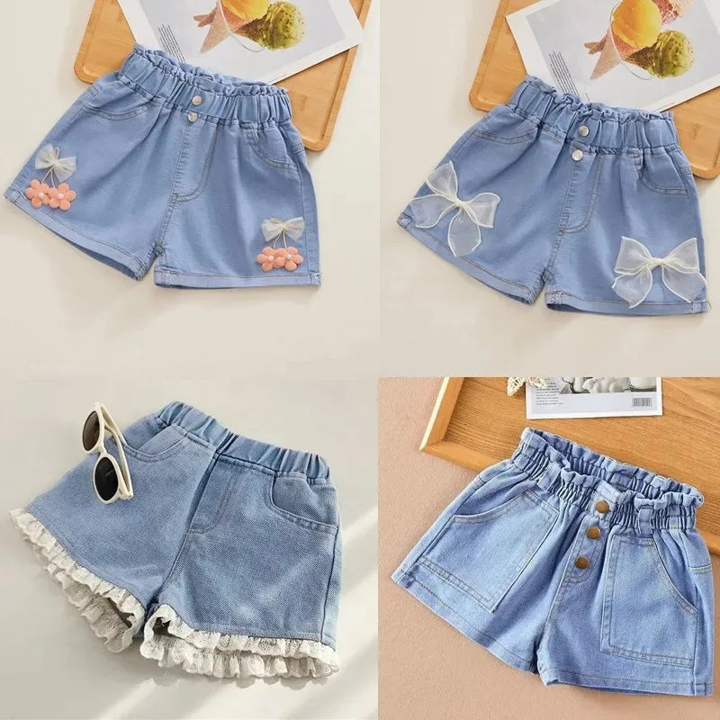 Baby Summer Cool, Cute Denim Clothing.   Shorts, Pants,  Jeans,  Clothes  for Children.   Girls Casual Short Trousers, Infant Bottoms