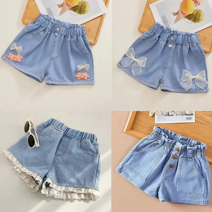 Baby Summer Cool, Cute Denim Clothing.   Shorts, Pants,  Jeans,  Clothes  for Children.   Girls Casual Short Trousers, Infant Bottoms