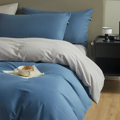 A-Class 100s Long-Staple Cotton Sateen, Brushed,  Solid Bedding Set Duvet Cover Set Luxurious Milled Softness, Smooth