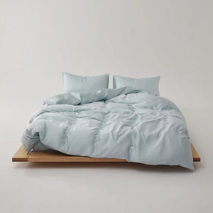 Simple 100% Lyocell Bedding Set,  Solid Colors,  Soft,  Skin-friendly Queen Duvet Cover Set with Sheets  of Natural Plant Fibre on Duvet Cover