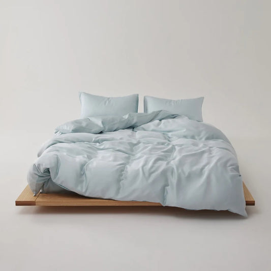Simple 100% Lyocell Bedding Set,  Solid Colors,  Soft,  Skin-friendly Queen Duvet Cover Set with Sheets  of Natural Plant Fibre on Duvet Cover