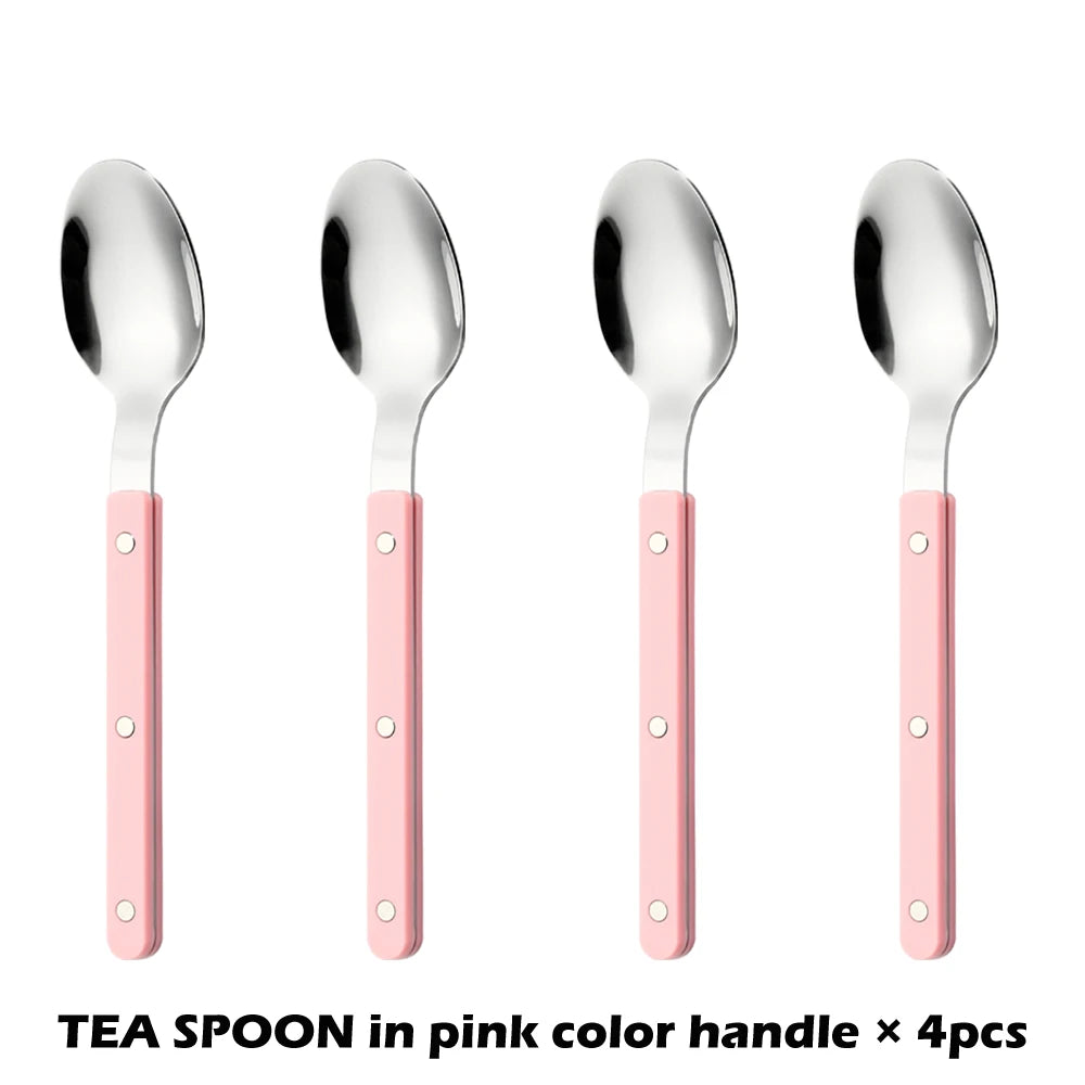 Fashionable Design Top Mirror Polishing Cutlery Sets of Stainless Steel 18/8(304) ABS Handle With Rivets Silverware Set For Kitchen and everday  serving