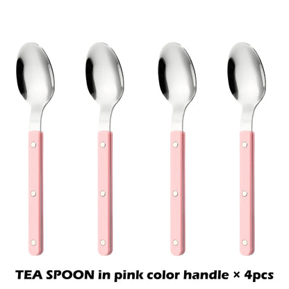 Fashionable Design Top Mirror Polishing Cutlery Sets of Stainless Steel 18/8(304) ABS Handle With Rivets Silverware Set For Kitchen and everday  serving