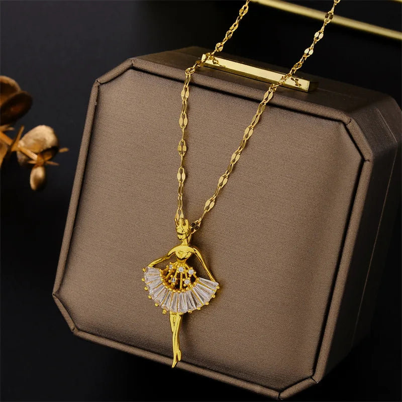 New In Light Luxury Zircon Crystal Stainless Steel Necklaces For Women. Sweet Female Clavicle Chain Jewelry.  Nice for everyday wear. Maybe nice for MOTHER/DAUGHTER Gift