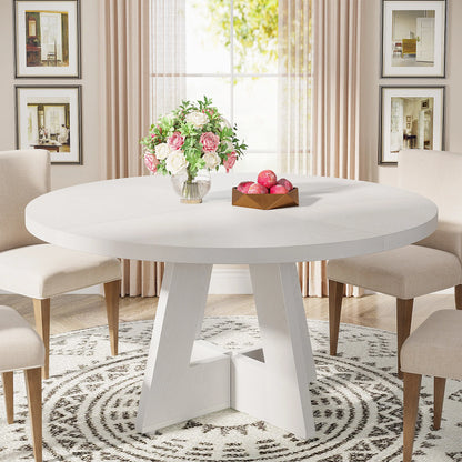 Round Dining Table for 4' 47" Farmhouse Kitchen Table Small Dinner Table Kitchen Dinning Table