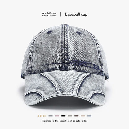 Trendy and cool personalized plain denim baseball cap, unisex, distressed washed sun hat, soft-top hat.  ONLY LT. BLUE is gone.  All others are good to GO.  My favorite solid color cap!!! Great Detail.