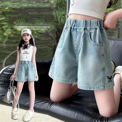 4-14Yrs, Girls Jeans  for Summer.  Girls Denim Shorts,  Trendy Casual Young Teenage Girls,  Shorts  for Junior Girls