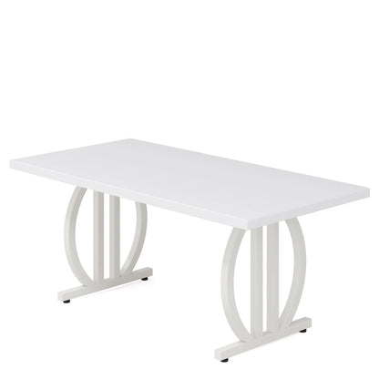 Dining Table for 4-6 People, 63-Inch Large Dinner Table with Heavy Duty Metal Frame, Modern Industrial Kitchen Table
