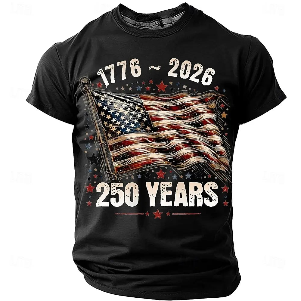 America 250th Birthday Eagle Flag 250 Years 1776-2026,  PRINTED Unisex Men's  and Womens T-Shirt, Casual  Vintage -style Clothing