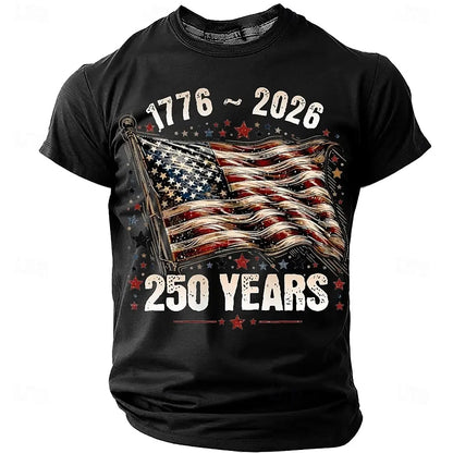 America 250th Birthday Eagle Flag 250 Years 1776-2026,  PRINTED Unisex Men's  and Womens T-Shirt, Casual  Vintage -style Clothing