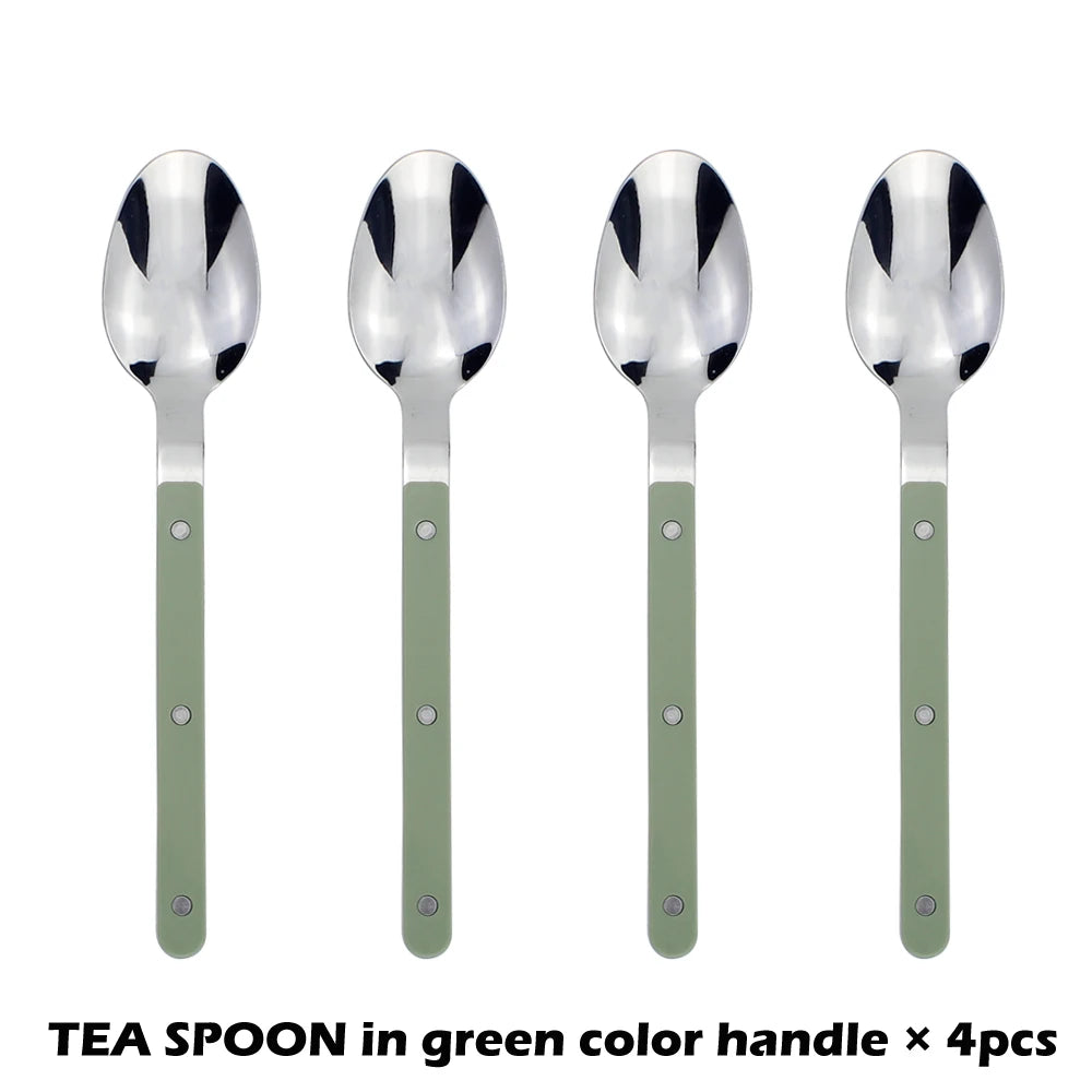 Fashionable Design Top Mirror Polishing Cutlery Sets of Stainless Steel 18/8(304) ABS Handle With Rivets Silverware Set For Kitchen and everday  serving