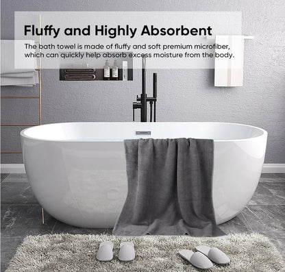 Bath Towel Set Pack of 2, (27 x 54 Inches) Microfiber,  Ultra Soft Highly Absorbent Bath Towel, Lightweight and Quick Drying Towel