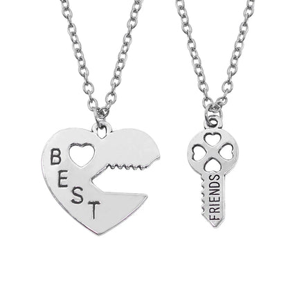2pcs/set Splicing Necklace.  Heartbroken Pendant Necklace Men And Women Best Friends BFF Friendship Birthday Jewelry Gift