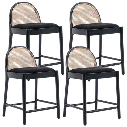 Modern Linen Counter Stools,  Set of 4, 26 Inch Seat Height,  Counter Height Barstools Upholstered.   Bar Stools with Oval, Customized