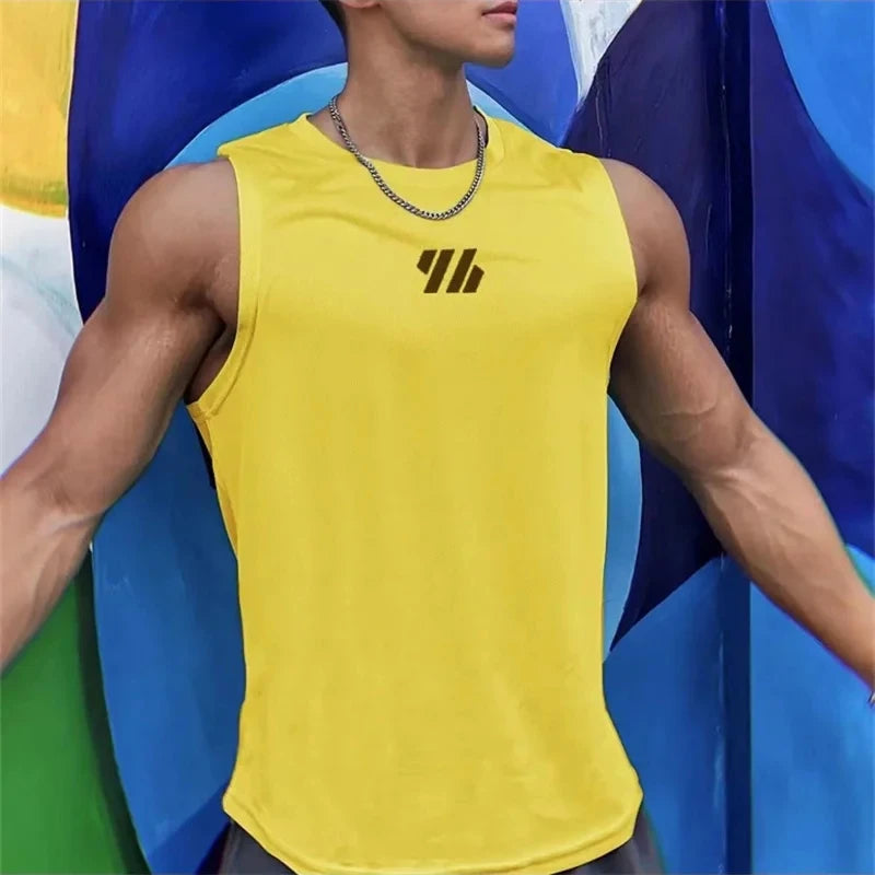 Summer Gym sleeveless T-shirt,  High Quality mesh Shirt, Mens  Tank Tops,  running,  fitness Sports