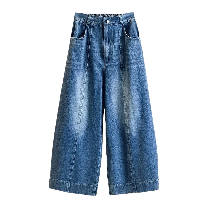 Loose American Style of Denim,  Seven-Five Point Pants,  Womens Summer 2026 Light Blue Small Size Straight Leg,  Slimming Casual Eight-Point  Pant.