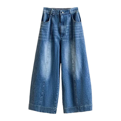 Loose American Style of Denim,  Seven-Five Point Pants,  Womens Summer 2026 Light Blue Small Size Straight Leg,  Slimming Casual Eight-Point  Pant.