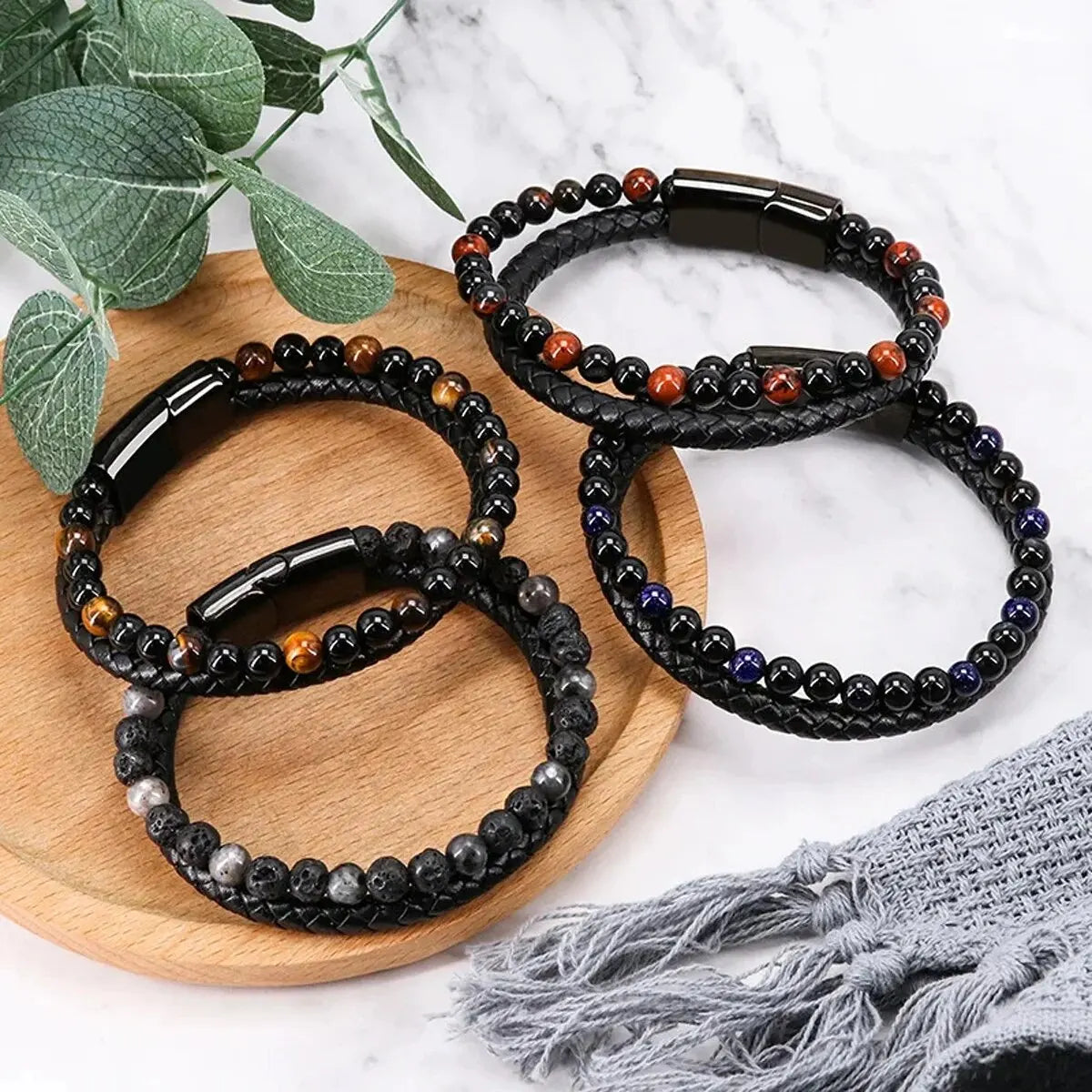 Stainless Steel Bracelet Tiger Eye Stone Beads Bracelet Natural Lava Stone Beads Stainless Steel Bracelet Men /Women Jewelry.  Green, Lava, Yellow tigers eye Have just a few LEFT. Please don't WAIT!!!
