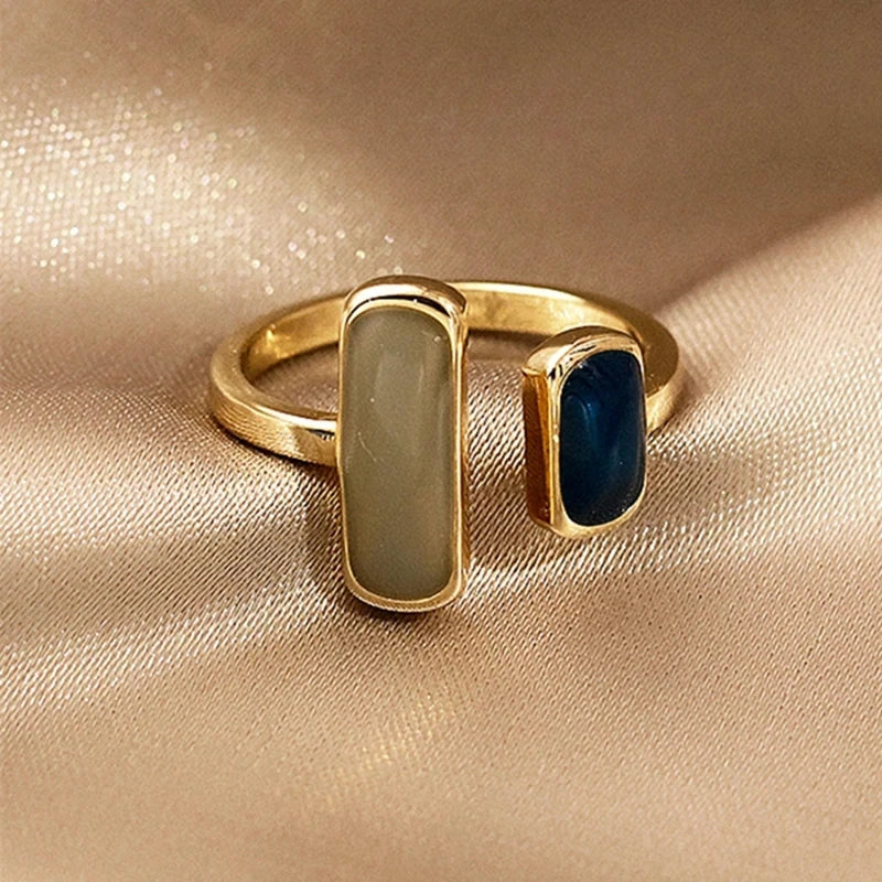 Adjustable Colorful Drip Glaze Ring  for Women to pair with a Fashion  bracelet.   Geometric Gold Colour Metal Rings for MOTHERS DAY Gift to complete the ensemble.