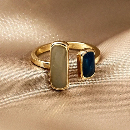 Adjustable Colorful Drip Glaze Ring  for Women to pair with a Fashion  bracelet.   Geometric Gold Colour Metal Rings for MOTHERS DAY Gift to complete the ensemble.