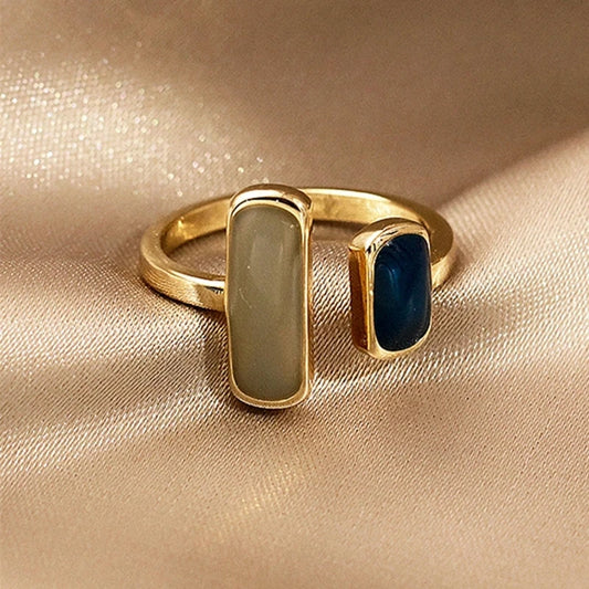 Adjustable Colorful Drip Glaze Ring  for Women to pair with a Fashion  bracelet.   Geometric Gold Colour Metal Rings for MOTHERS DAY Gift to complete the ensemble.