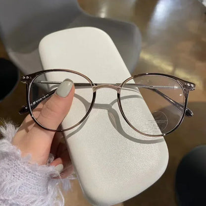 Lady Trendy Finished Myopia Glasses  for Women/Men.   Round Frame Blue Light Blocking Eyewear,Unisex, Retro,  Minus Diopter Eyeglasses.  NO PINK Left,  Make syre you Check availability.  Lots of choices but a lot already gone