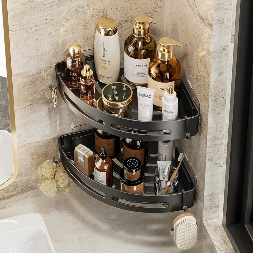 NEW 3/2/1 PCS Adhensive Bathroom Shampoo Holder. Shower Caddy Shelves  with  No Drill Shelf Corner, Towel Holder