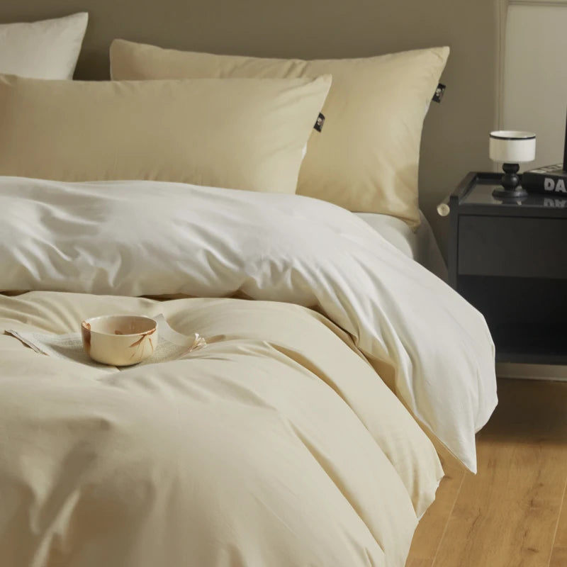 A-Class 100s Long-Staple Cotton Sateen, Brushed,  Solid Bedding Set Duvet Cover Set Luxurious Milled Softness, Smooth