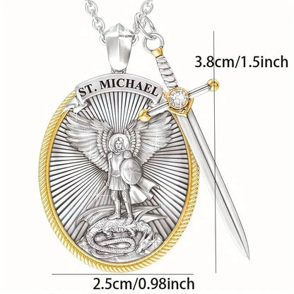 Catholic Patron Saint Pendant Michael , St. Michael The Archangel Pendant Necklace