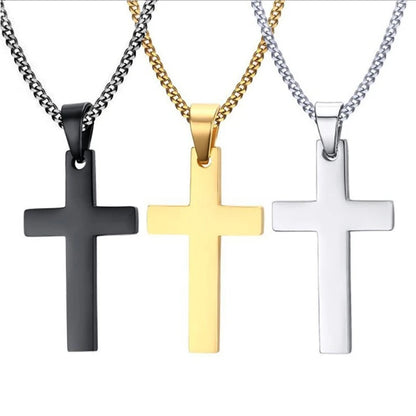 Fashion Stainless Steel Cross Pendant Necklace For Women /Men Link Chain Charm Necklace.  Boys /Girls Jewelry Gift.    Bllck is gone but silver and gold are available.
